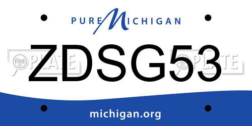 ZDSG53 Michigan License Plate