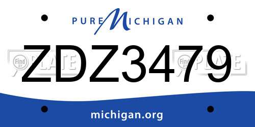 ZDZ3479 Michigan License Plate
