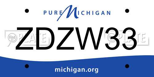 ZDZW33 Michigan License Plate