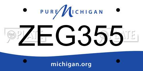 ZEG355 Michigan License Plate