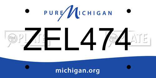 ZEL474 Michigan License Plate