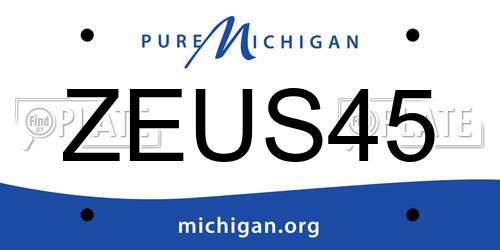 ZEUS45 Michigan License Plate