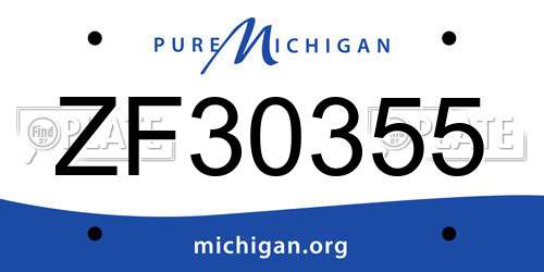 ZF30355 Michigan License Plate
