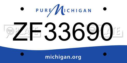 ZF33690 Michigan License Plate