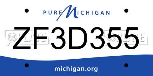 ZF3D355 Michigan License Plate