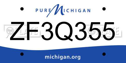 ZF3Q355 Michigan License Plate