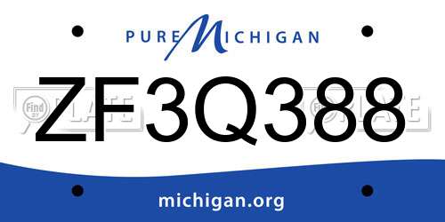 ZF3Q388 Michigan License Plate