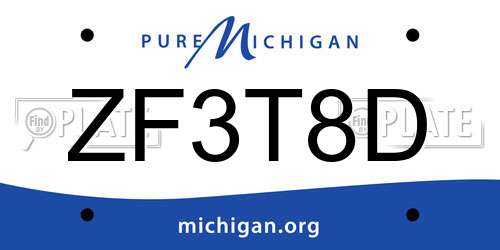 ZF3T8D Michigan License Plate
