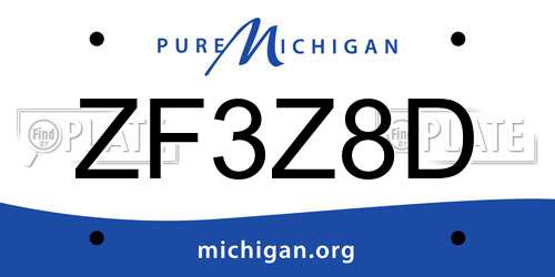 ZF3Z8D Michigan License Plate