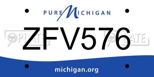 ZFV576 Michigan License Plate