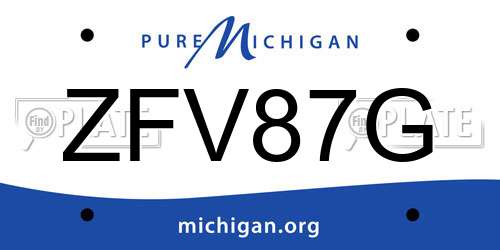 ZFV87G Michigan License Plate