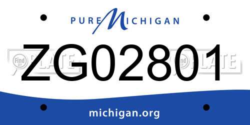 ZG02801 Michigan License Plate
