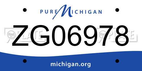 ZG06978 Michigan License Plate