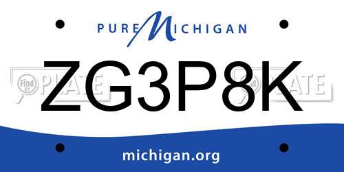 ZG3P8K Michigan License Plate