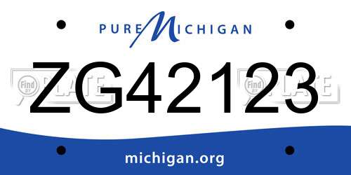 ZG42123 Michigan License Plate