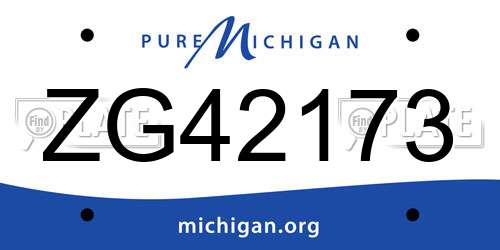 ZG42173 Michigan License Plate