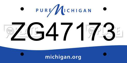 ZG47173 Michigan License Plate