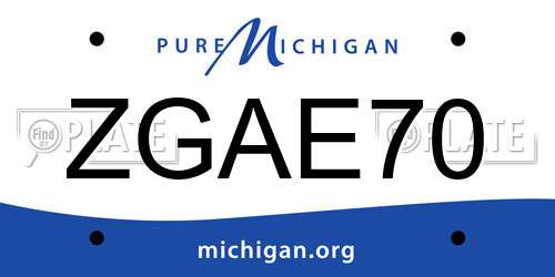 ZGAE70 Michigan License Plate