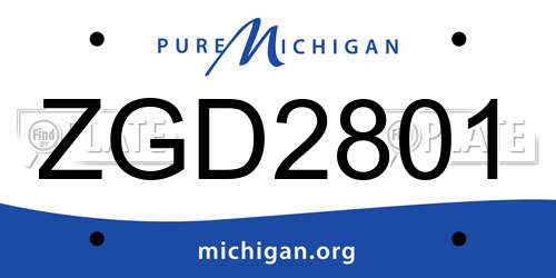 ZGD2801 Michigan License Plate
