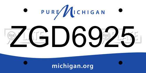 ZGD6925 Michigan License Plate