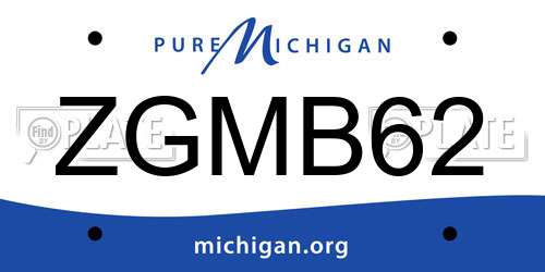 ZGMB62 Michigan License Plate