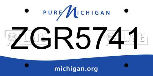 ZGR5741 Michigan License Plate
