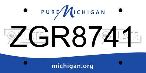 ZGR8741 Michigan License Plate