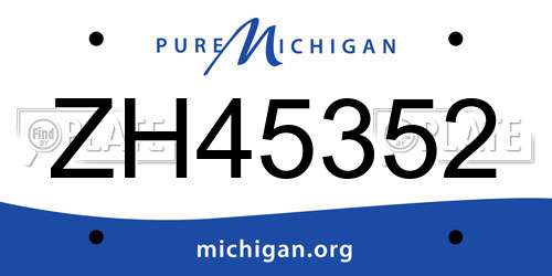 ZH45352 Michigan License Plate