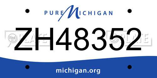 ZH48352 Michigan License Plate