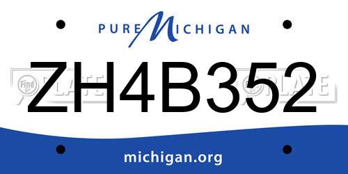 ZH4B352 Michigan License Plate