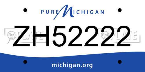 ZH52222 Michigan License Plate