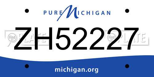 ZH52227 Michigan License Plate