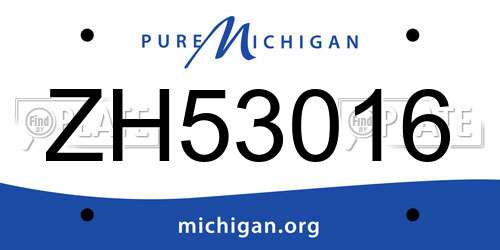ZH53016 Michigan License Plate