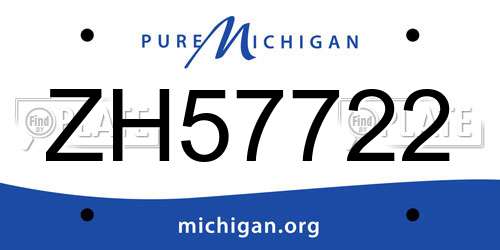ZH57722 Michigan License Plate