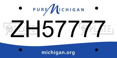 ZH57777 Michigan License Plate