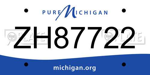 ZH87722 Michigan License Plate