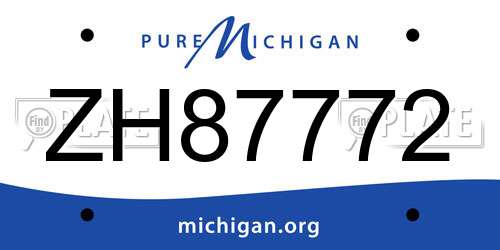 ZH87772 Michigan License Plate