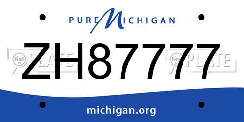 ZH87777 Michigan License Plate