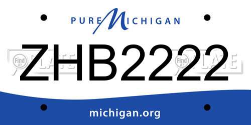 ZHB2222 Michigan License Plate