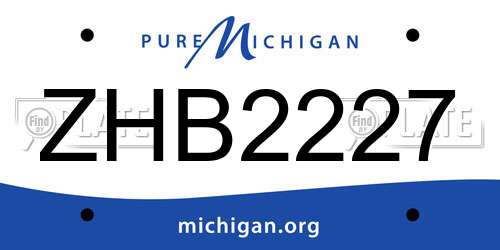 ZHB2227 Michigan License Plate