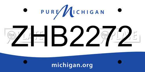 ZHB2272 Michigan License Plate