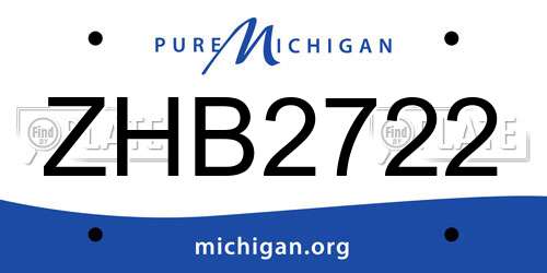 ZHB2722 Michigan License Plate