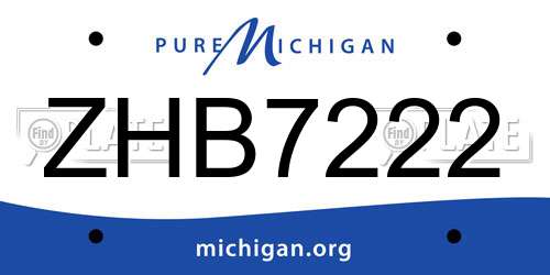 ZHB7222 Michigan License Plate