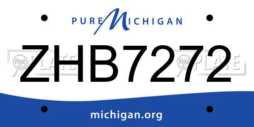 ZHB7272 Michigan License Plate