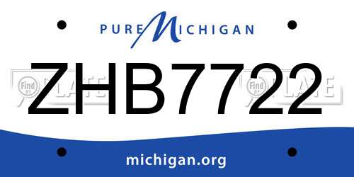 ZHB7722 Michigan License Plate