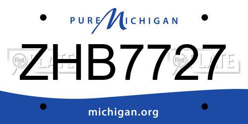ZHB7727 Michigan License Plate