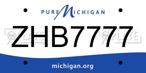 ZHB7777 Michigan License Plate