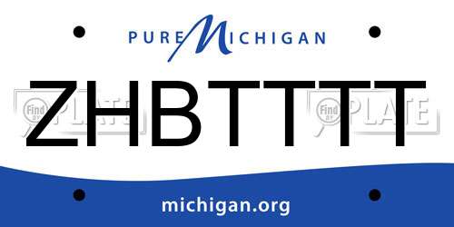 ZHBTTTT Michigan License Plate