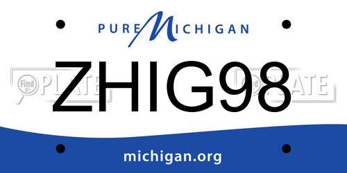 ZHIG98 Michigan License Plate