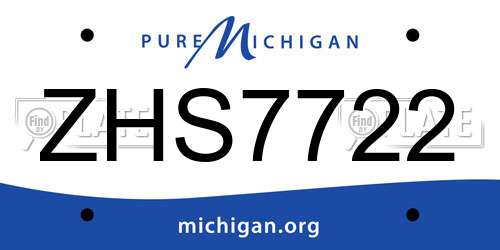 ZHS7722 Michigan License Plate